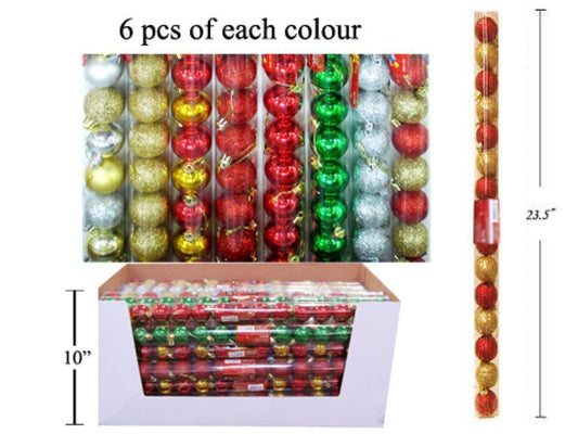 Deco N. 15pcs-40mm Ball Ornaments ,15pcs/tube, 8/s, 48/dsp (ES13748)