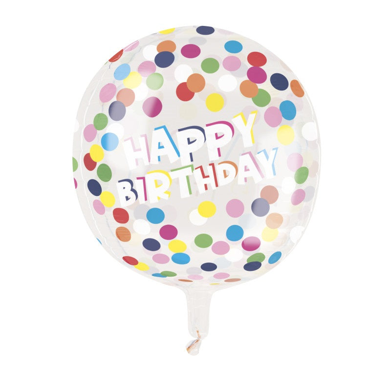 Polka Dot Birthday Printed Clear Sphere Latex Balloon 15”
