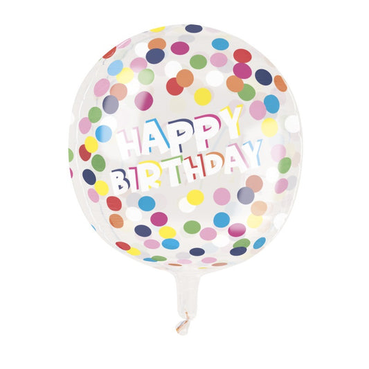 Polka Dot Birthday Printed Clear Sphere Latex Balloon 15”