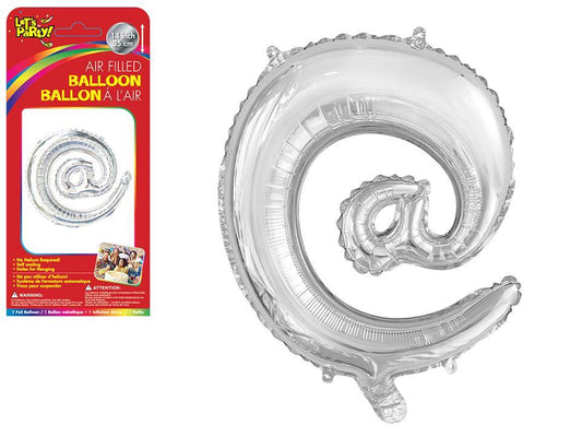 Let's Party "@" Silver Air Filled Balloon, 14"