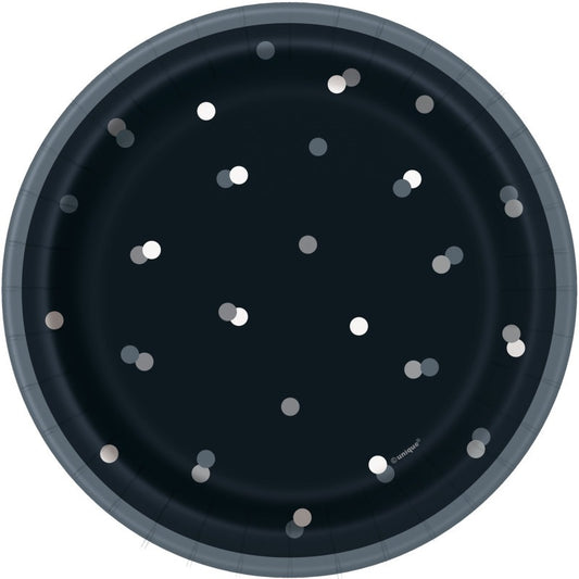 8 Glitz Black and Silver 7" Plates