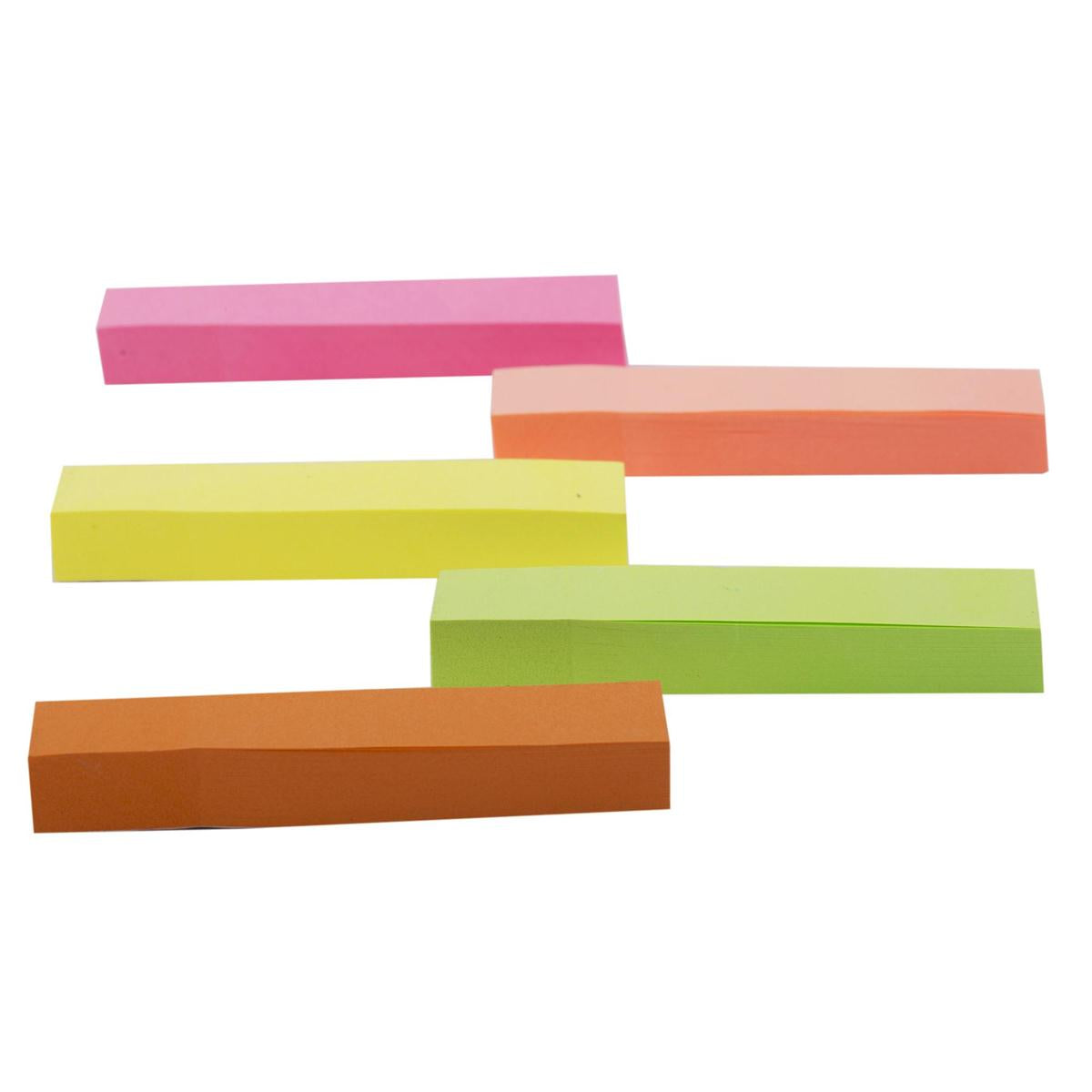 O.WKs.100-sheet Sticky Notes,  5-pack 76x15mm,  Neon Col., pbh