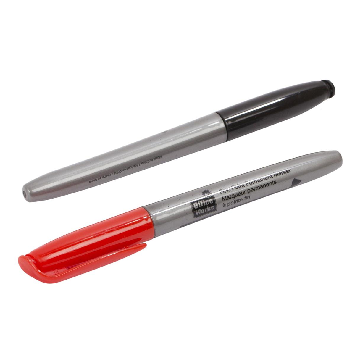 O.WKs. 2-Pk Fine Point Permanent RD&BLK / BLU/BLK