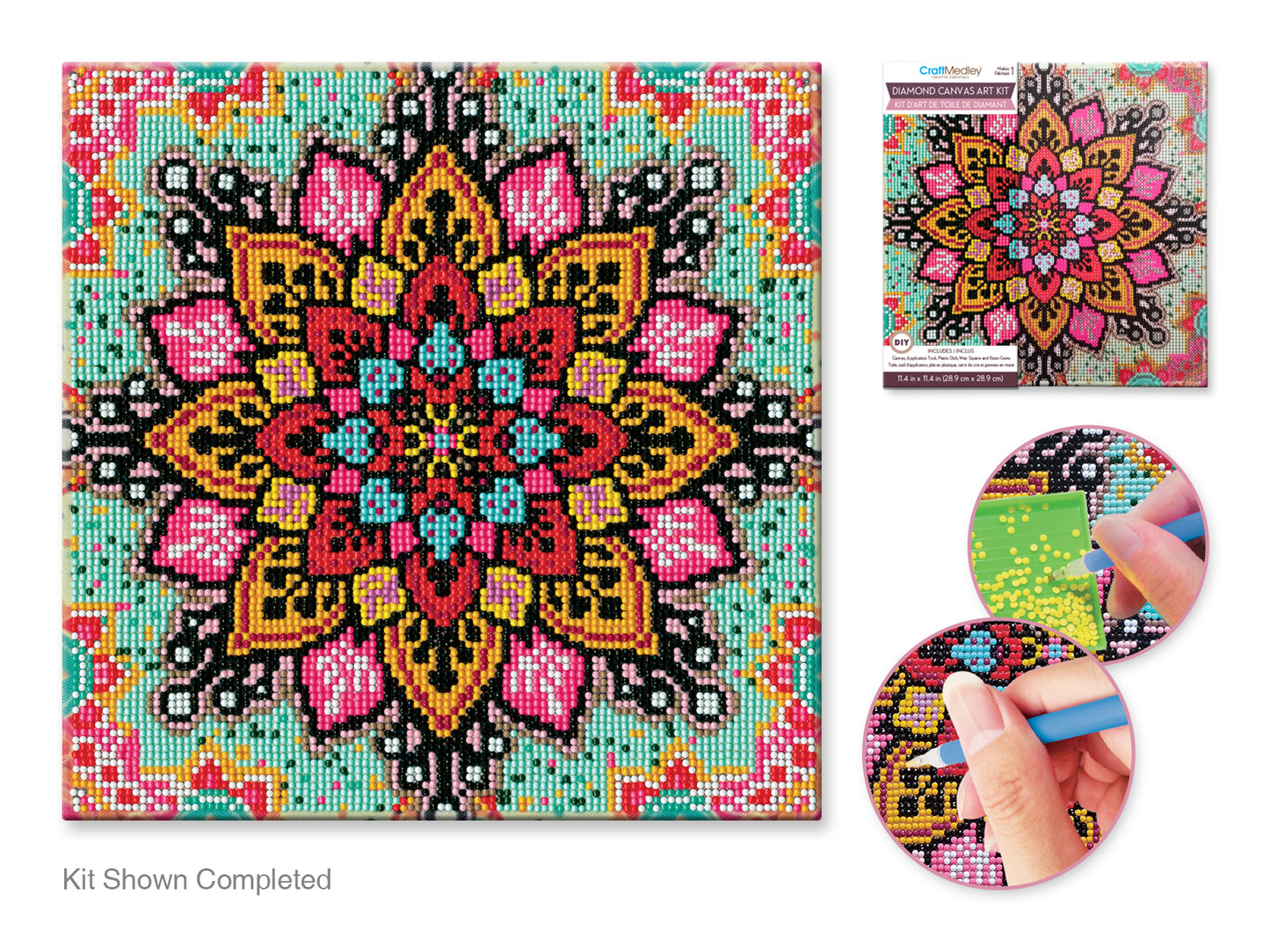 Stretch Artist Diamond Painting Canvas Kit: 11.4"x11.4" Primed Back-Stapld C) Mandala