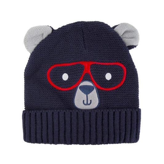 Nordic T. Beanie w Bear Face,red  glasses, hc