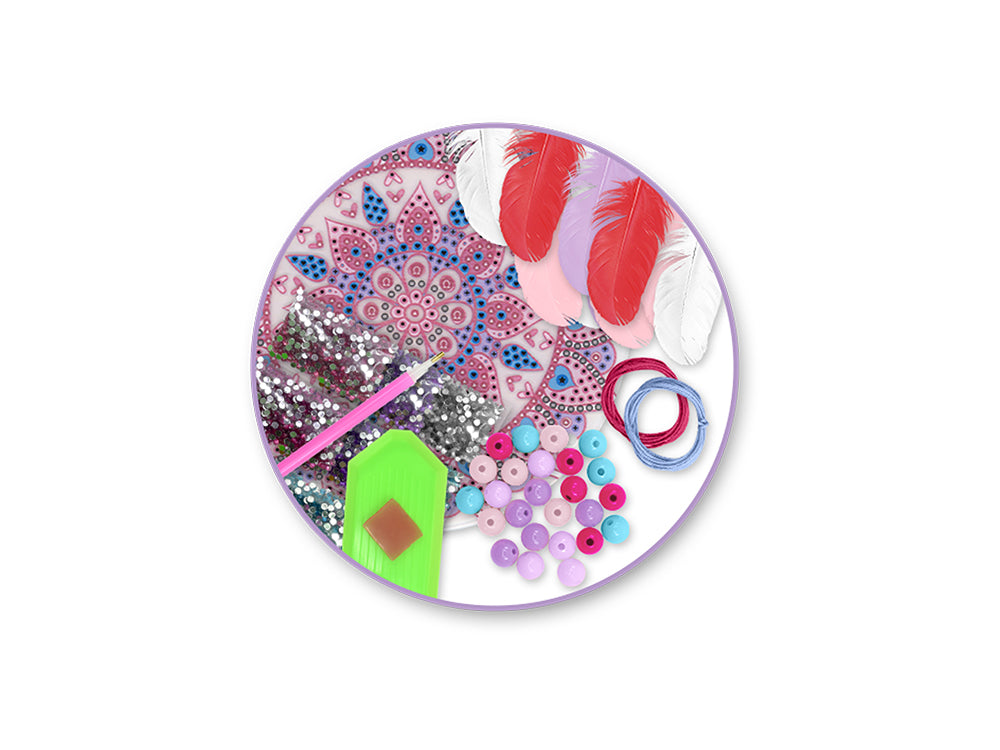 Craft Medley Kit: DIY Diamond Painting Dream Catcher Kit B) Mandala