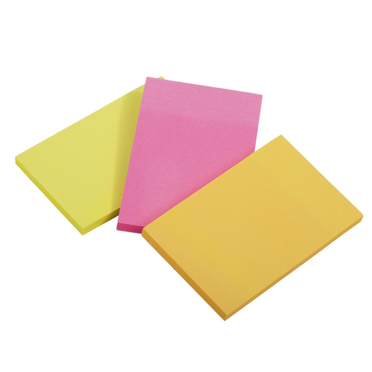 O.WKs. 50-sheet Sticky Notes,  3-pack 76x50mm, Neon Col., pbh