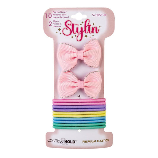 Stylin G. 2-pc Clip w 10 Ponyholders, clasp-free, hc