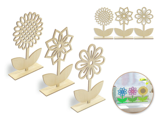 Wood Craft: 15cmx9.2cm DIY Flower Stand Asst 12eax3stl 2.5mm(T)