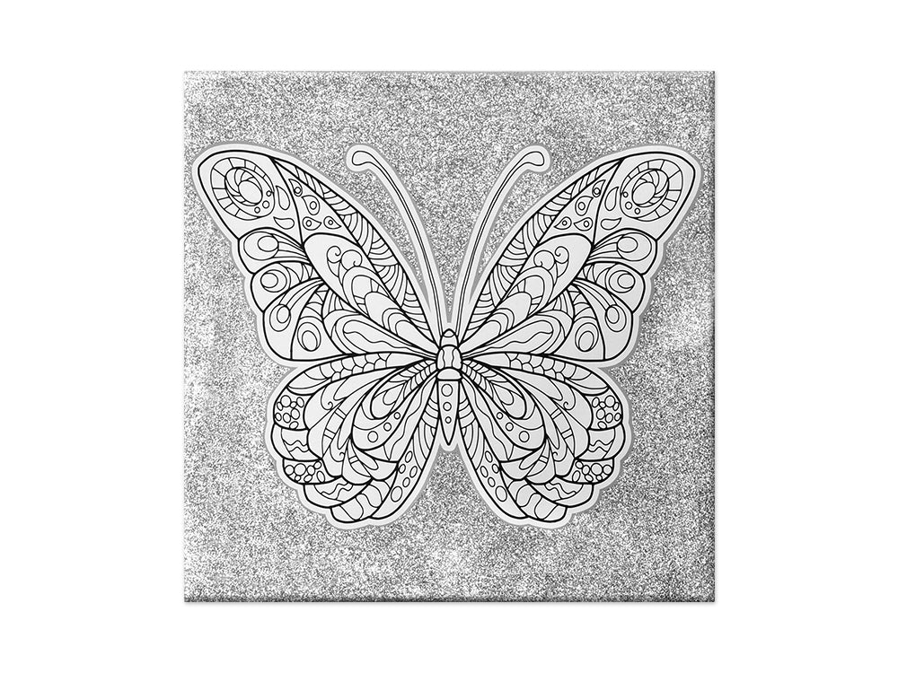 Stretch Artist Printed Canvas: 11.4"x11.4" Glitter Primed Back-Stapled D) Butterfly