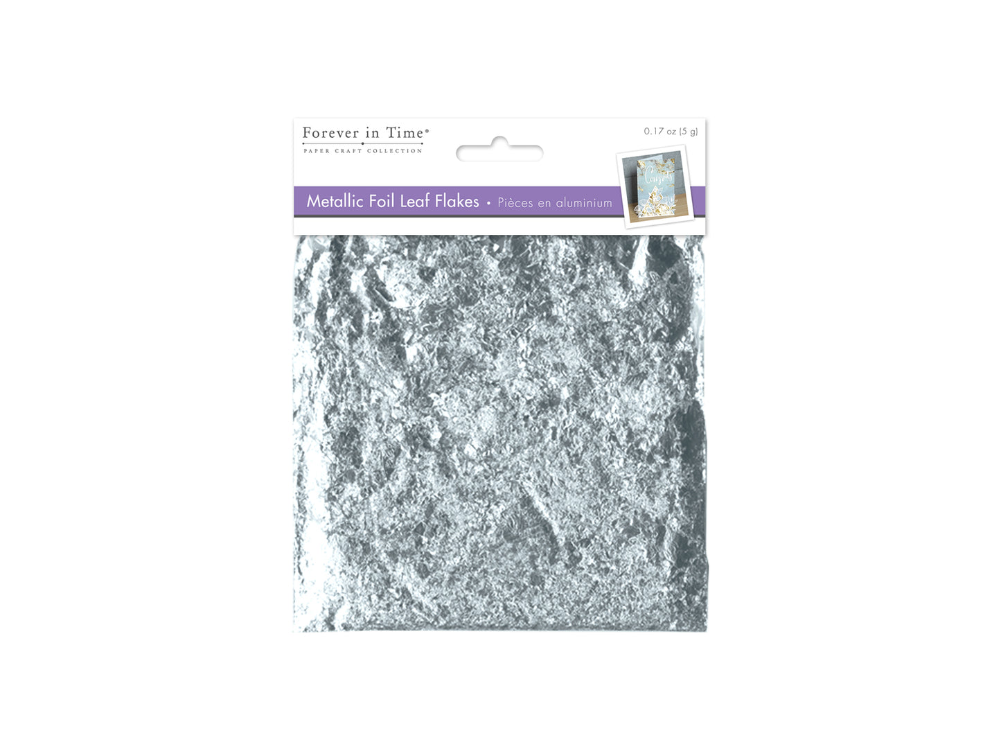 Paper Craft Embellishment: 5g Metallic Foil Leaf Flakes B) Silver