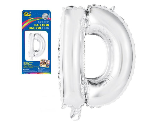 Let's Party "D" Silver Air Filled Balloon, 14"