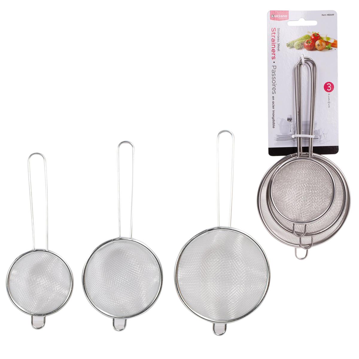 Luciano  3-pc Dlx. Mesh Strainers,  3.75"/3.25"/2.75", t.o.c.