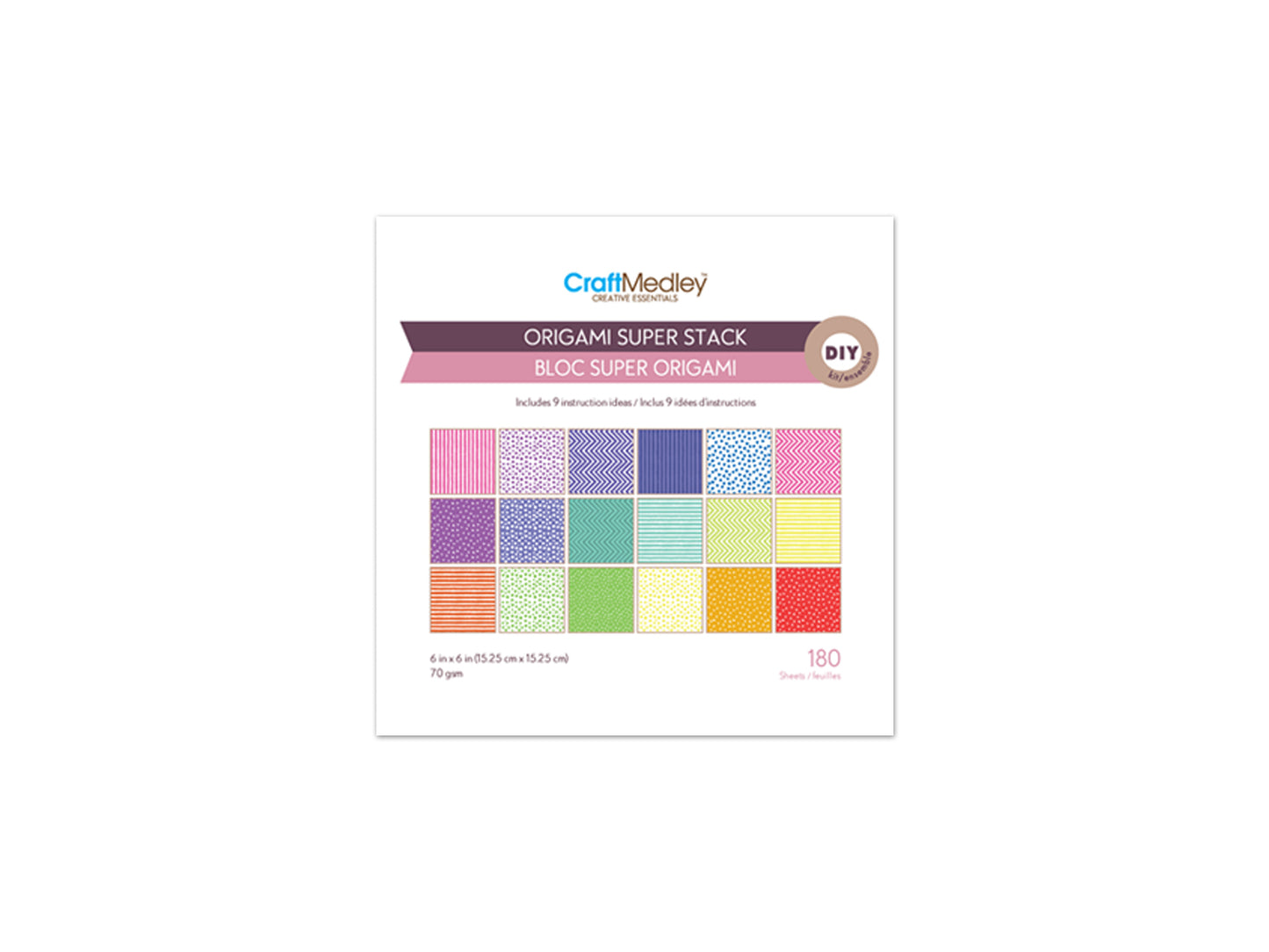 Craft Medley: 6"x6" Origami Super Stack Pad 180Sht 70gsm A) Flair