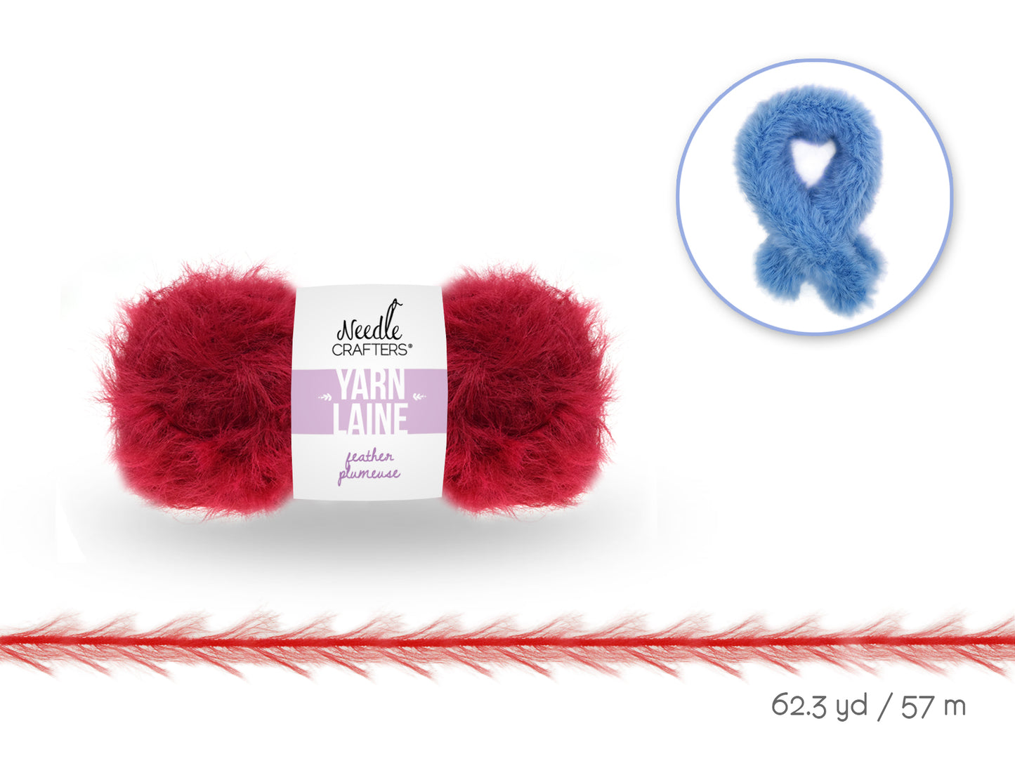 Needlecrafters: 50g Nylon Feather Yarn Ball E) Red