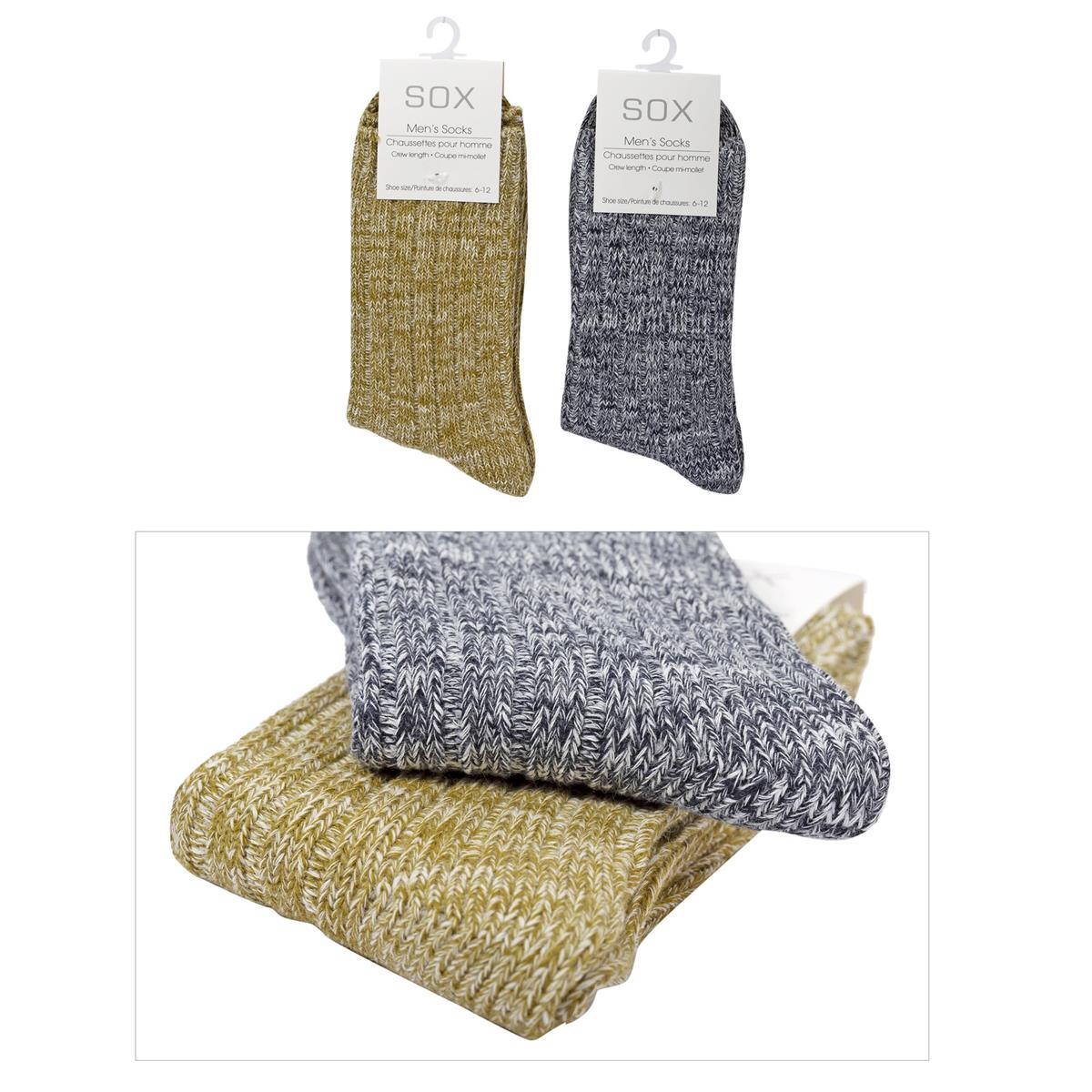 Sox, Men's Marl Socks, Crew, 2 asst, cott/poly/span, hc