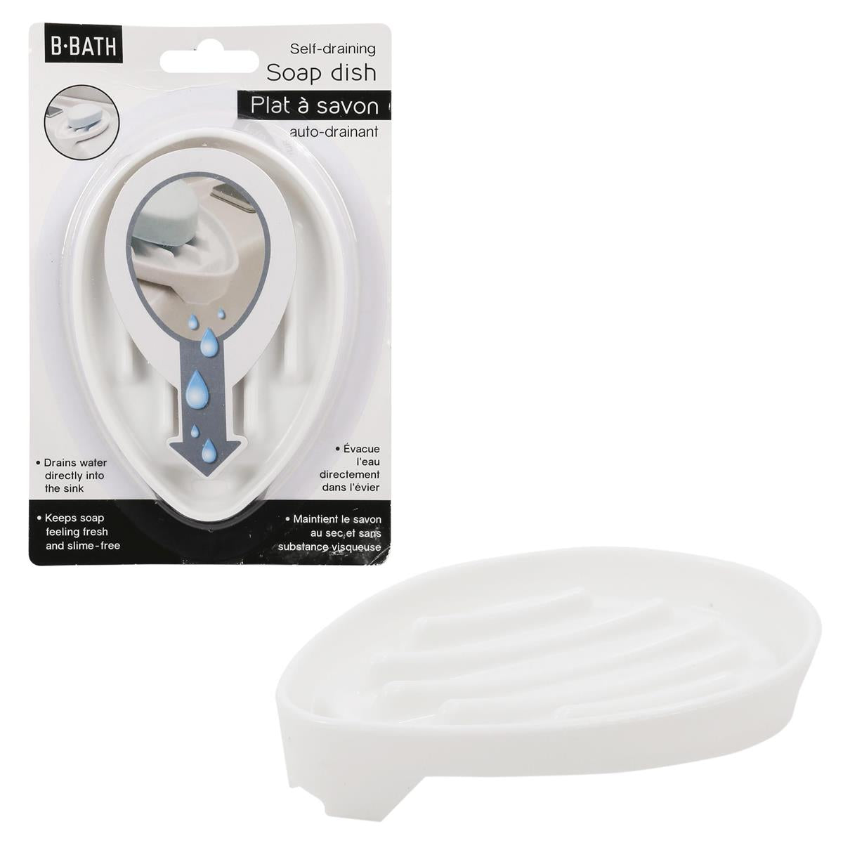 Bodico, Self-Draining Soap Dish, b/c, 12/clip strip
