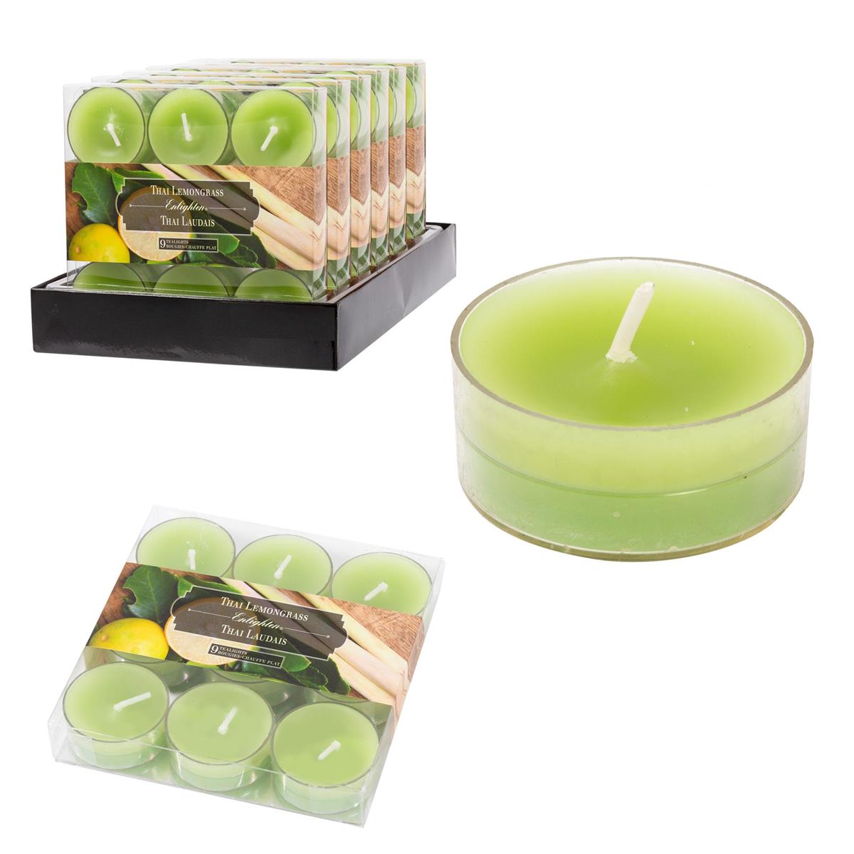 KG Enlighten 9Pk Clearcup T-Light Scented, Thai Lemongrass (Az)