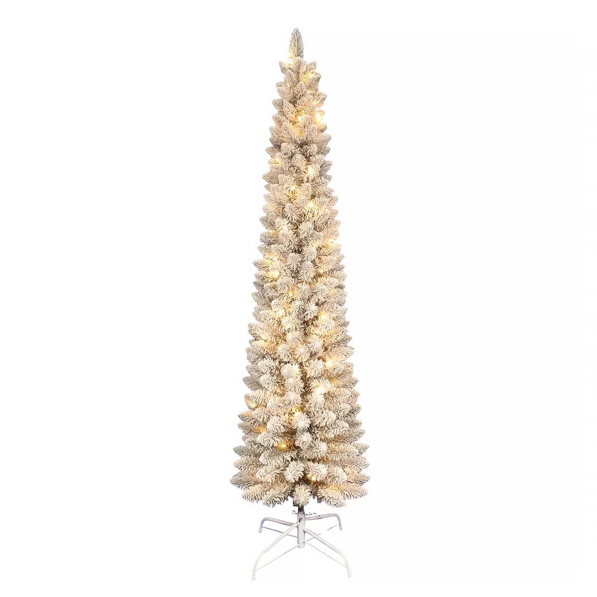 Deco N. 6ft 260 tips 100 LED Flocked Xmas Tree, ETL, box
