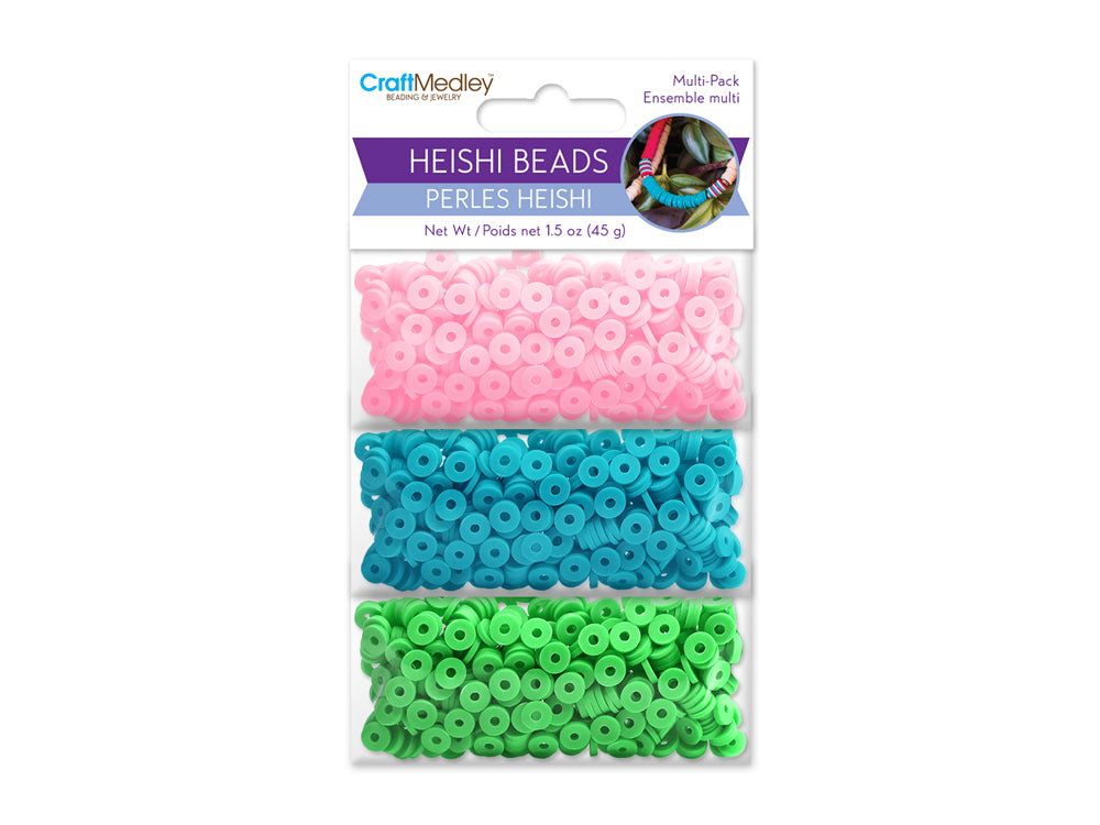 Polymer Clay Beads: 6mm Round Heishi 45g 3-Col 15g ea A) Pastel