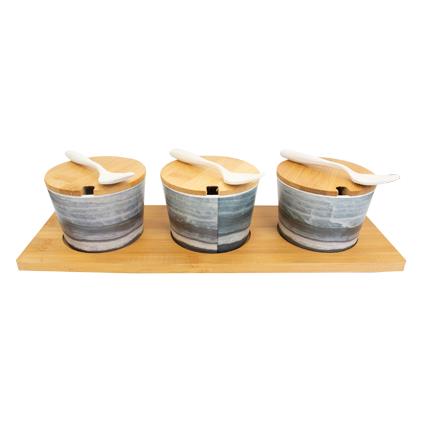 MARBLE BAMBOO FIBRE TAPAS SET 8.4*8.4*17.5