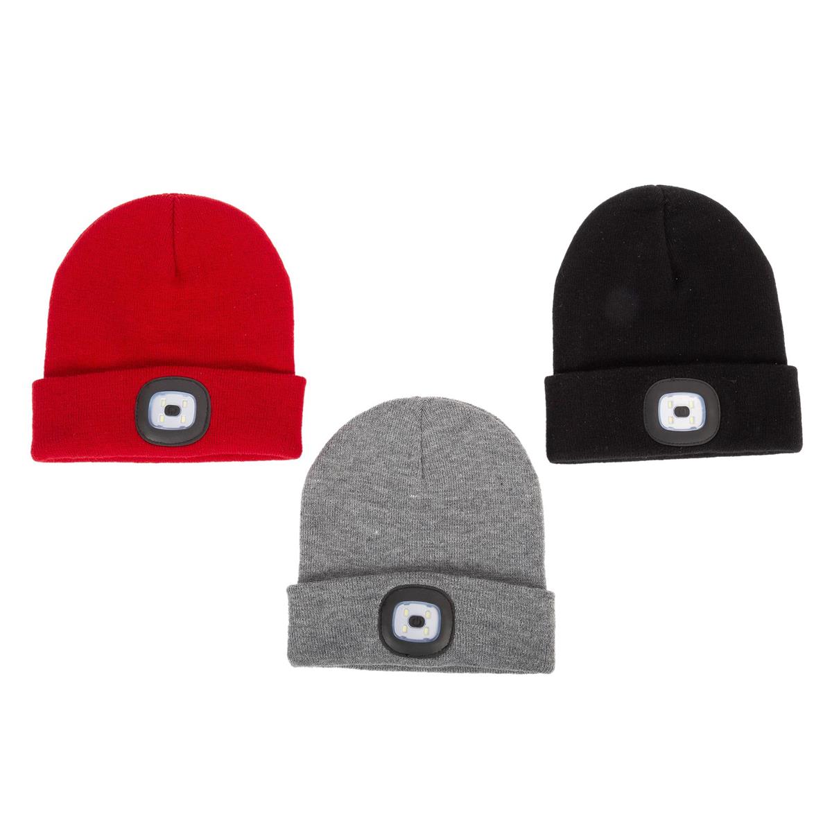 NordicT. Beanie w/Removeable LED Lt ,USB Rechargeable, o/s, 3/c, h/c