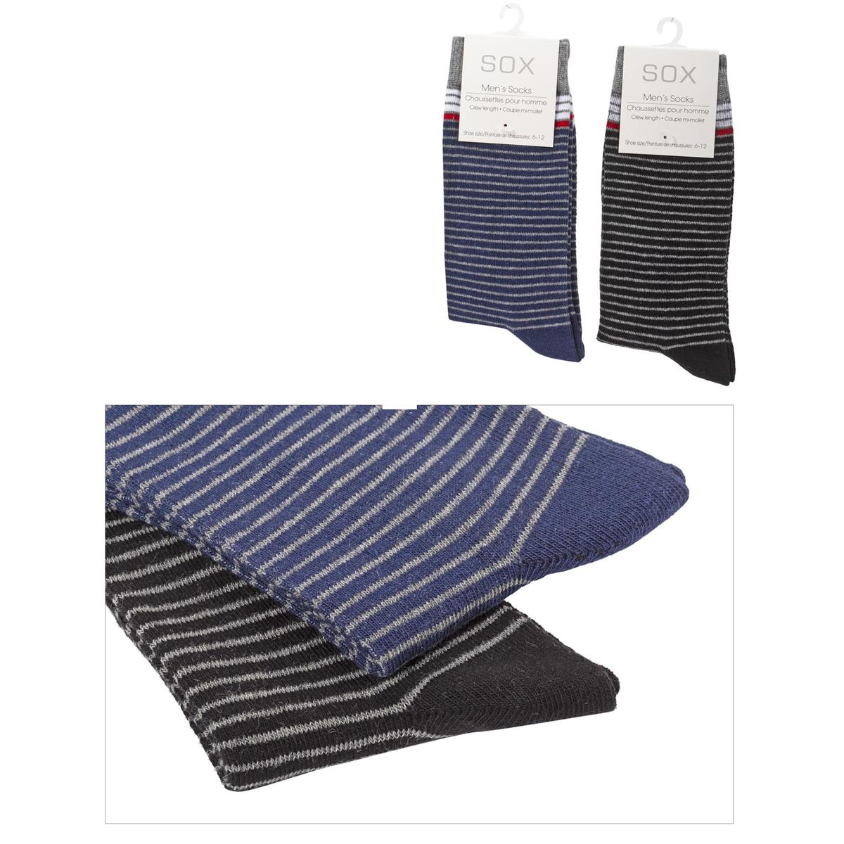 Sox, Men's Stripe Socks ,Crew, cott/poly/span, 2 asst, hc