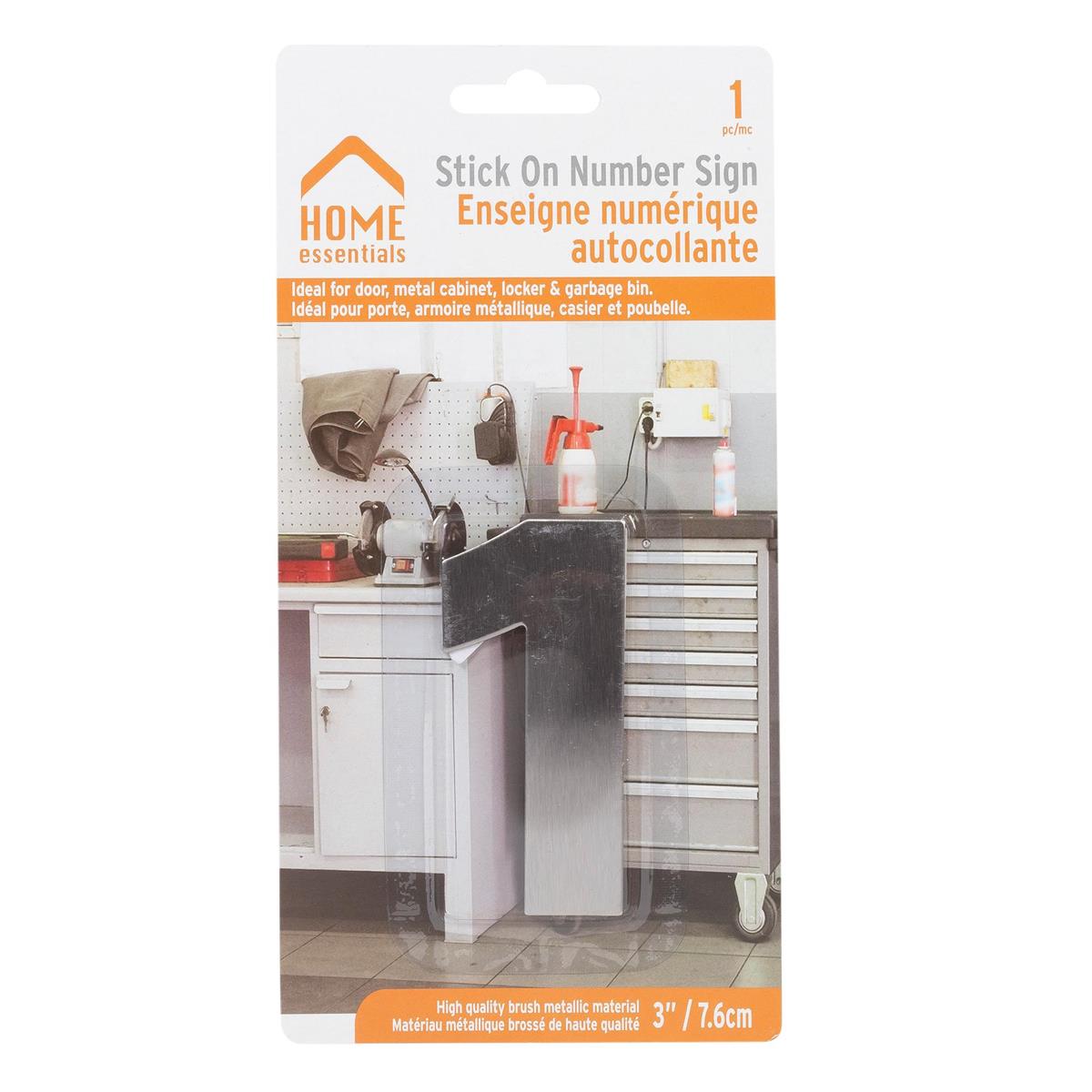 H.E. 3"#1 Adhesive Number Sign, SS B/C