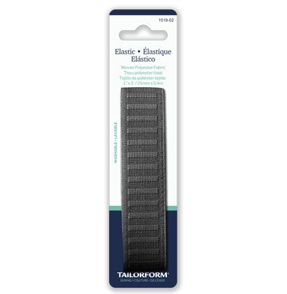1' WOVEN NON ROLL ELASTIC BLACK