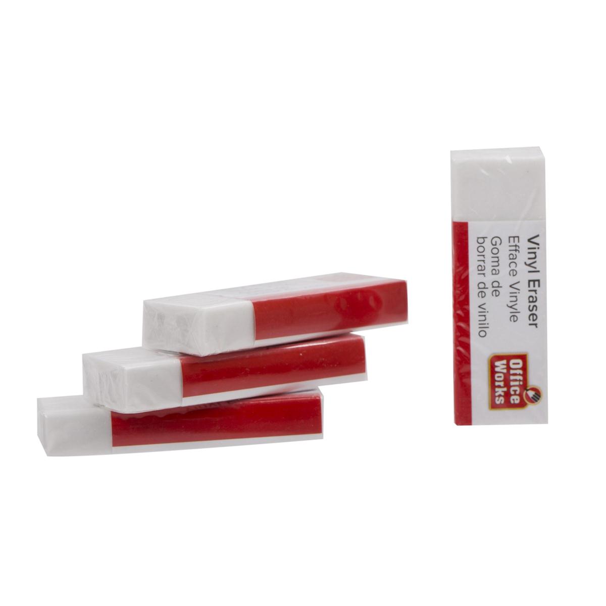 O.WKs. 4-pc White Vinyl Eraser, b/c