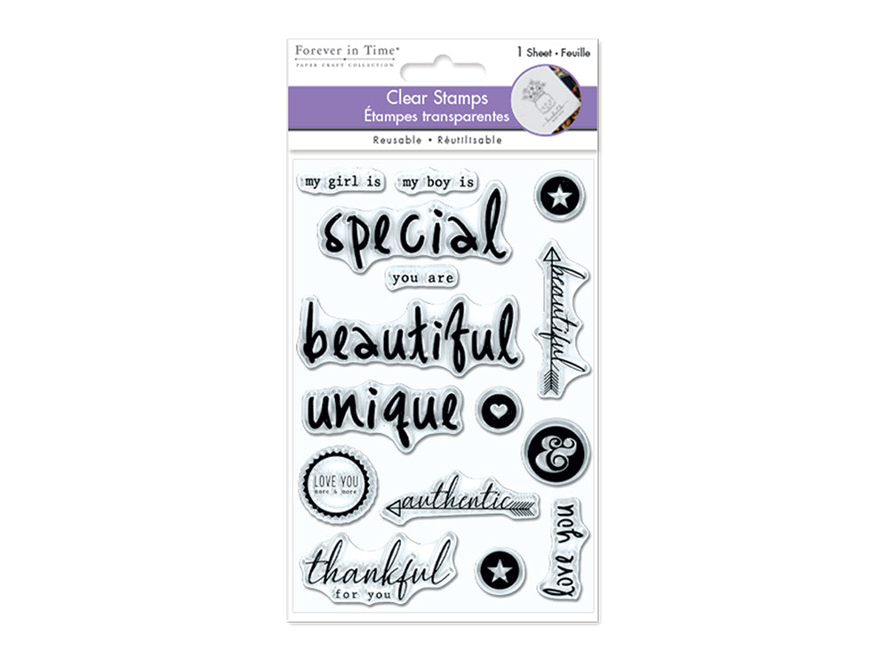 Clear Stamps: 4.3"x6.3" Reusable V) You Are Unique