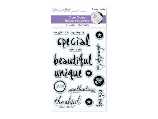 Clear Stamps: 4.3"x6.3" Reusable V) You Are Unique