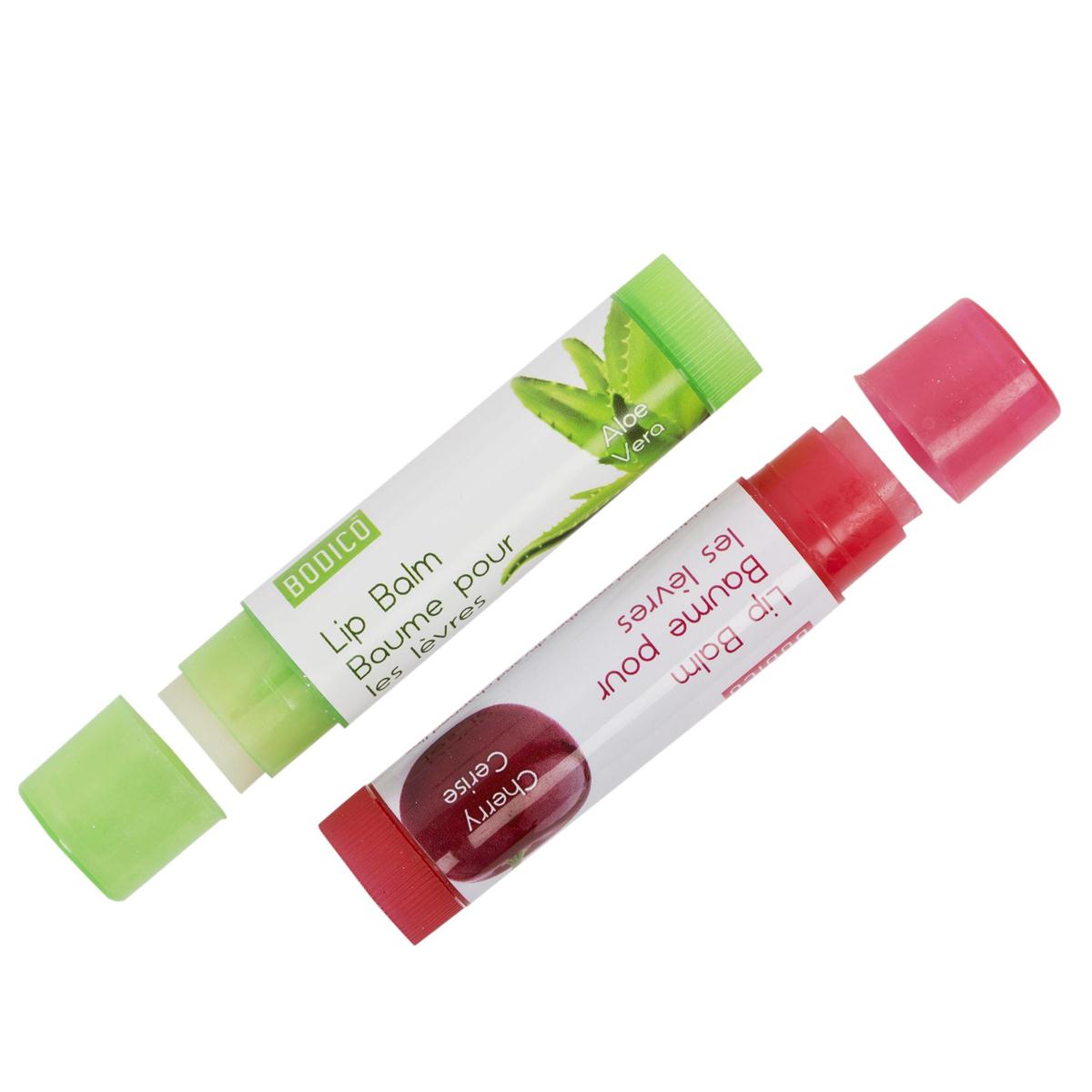 Bodico 2-pc Lip Balm Stick,3 styles Aloe, Strawberry, Cherry