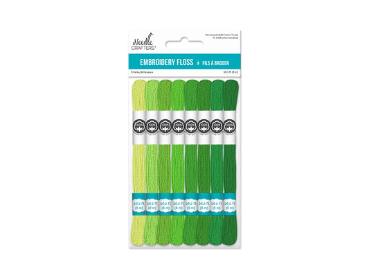 Needlecrafters: 8m Cotton Embroidery Floss 8 Hanks/pkg I) Go Green