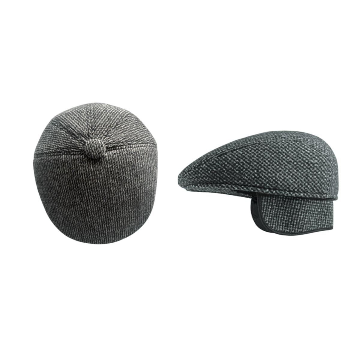 Nordic T.  Grey Tweed Cabbie Hat, w Ear Flap, Men's, ht
