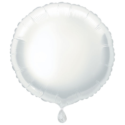 Solid Round Foil Balloon 18"  Packaged - White