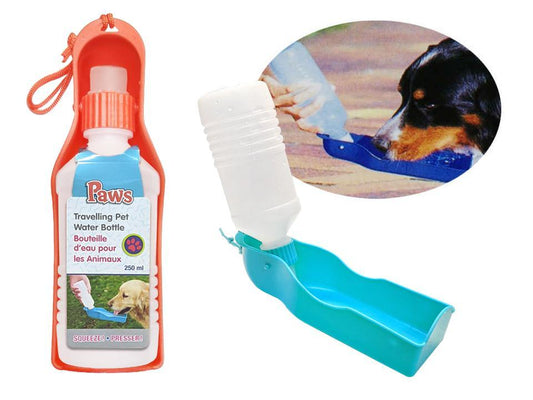 PAWS. 250ml Travelling Pet Water Bottle, 2 col.(Orange, Green)