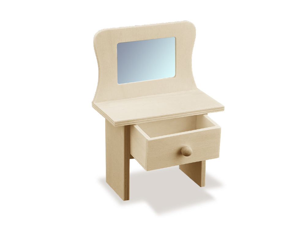 Wood Craft: 3.5"x2"x5.2" Mini DIY Dresser w/Acrylic Mirror