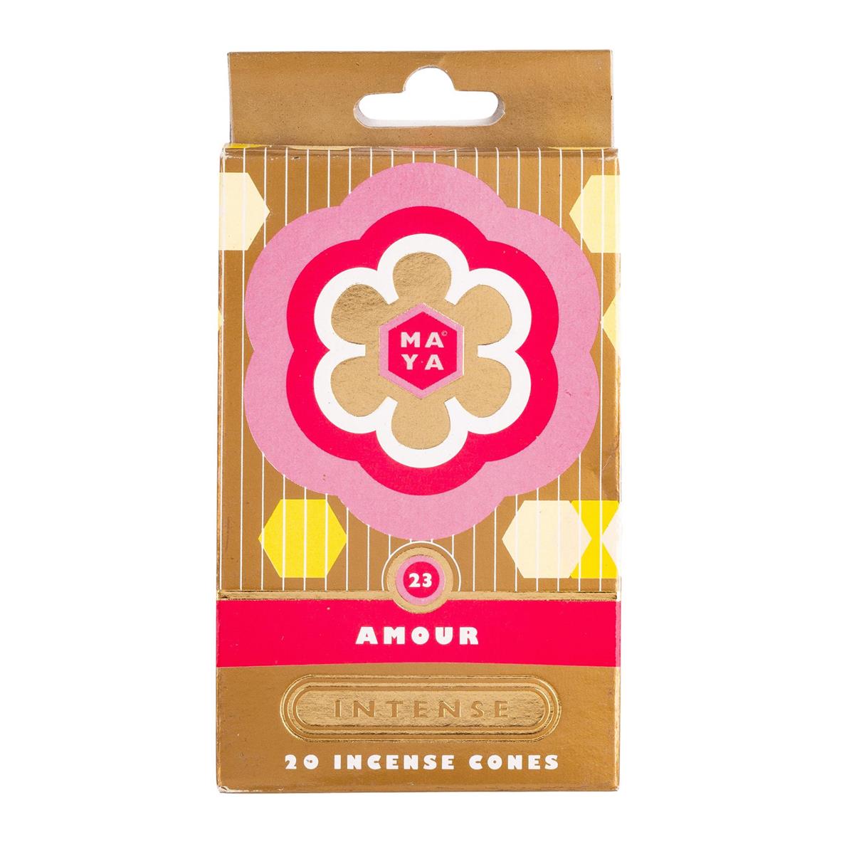Maya, 20pcs, Incense Cone, Amore, Hangup box