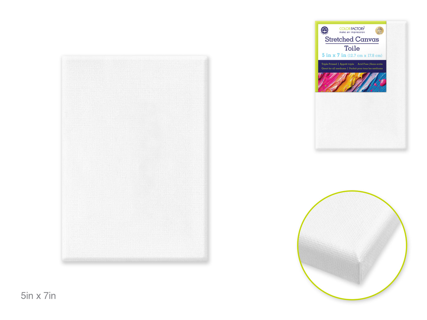 Stretch Artist Canvas: Rect. 5"x7" Primed Back-Stapled
