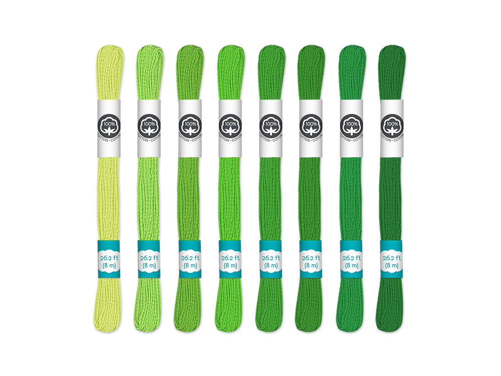 Needlecrafters: 8m Cotton Embroidery Floss 8 Hanks/pkg I) Go Green
