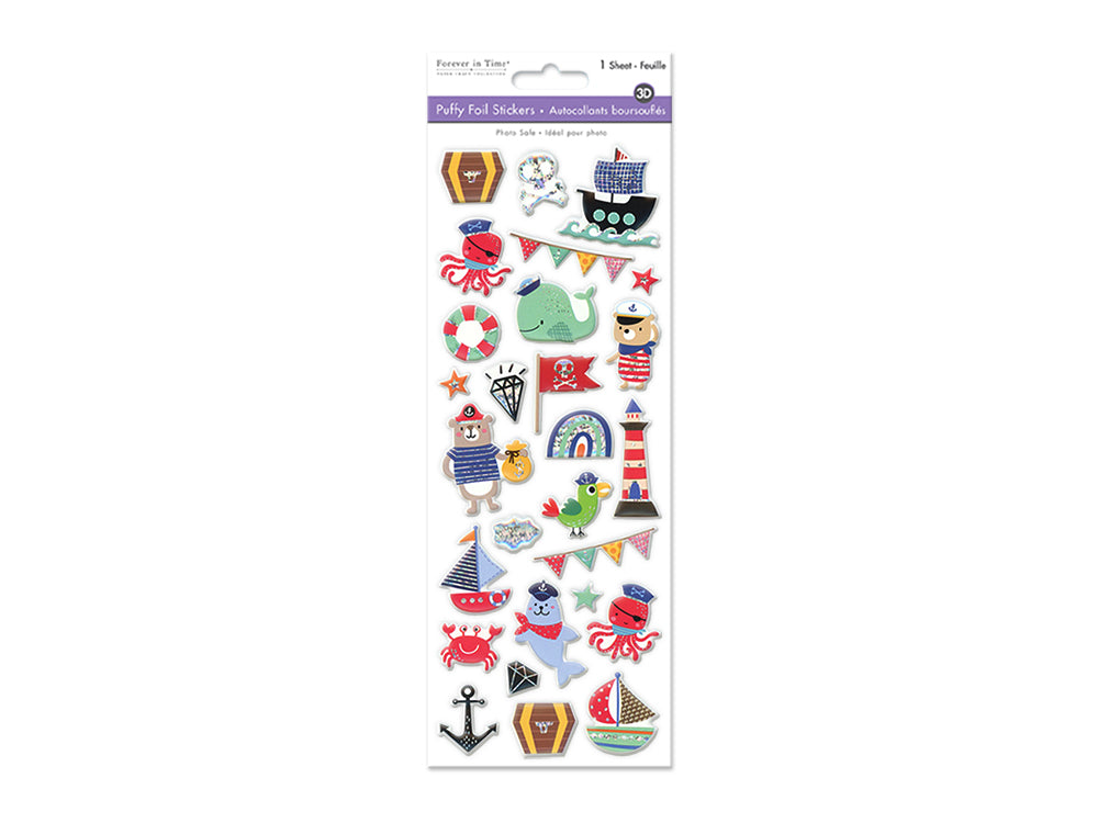 Paper Craft Sticker: 25cmx10cm 3D Puffy Foil F) Sea Pirate
