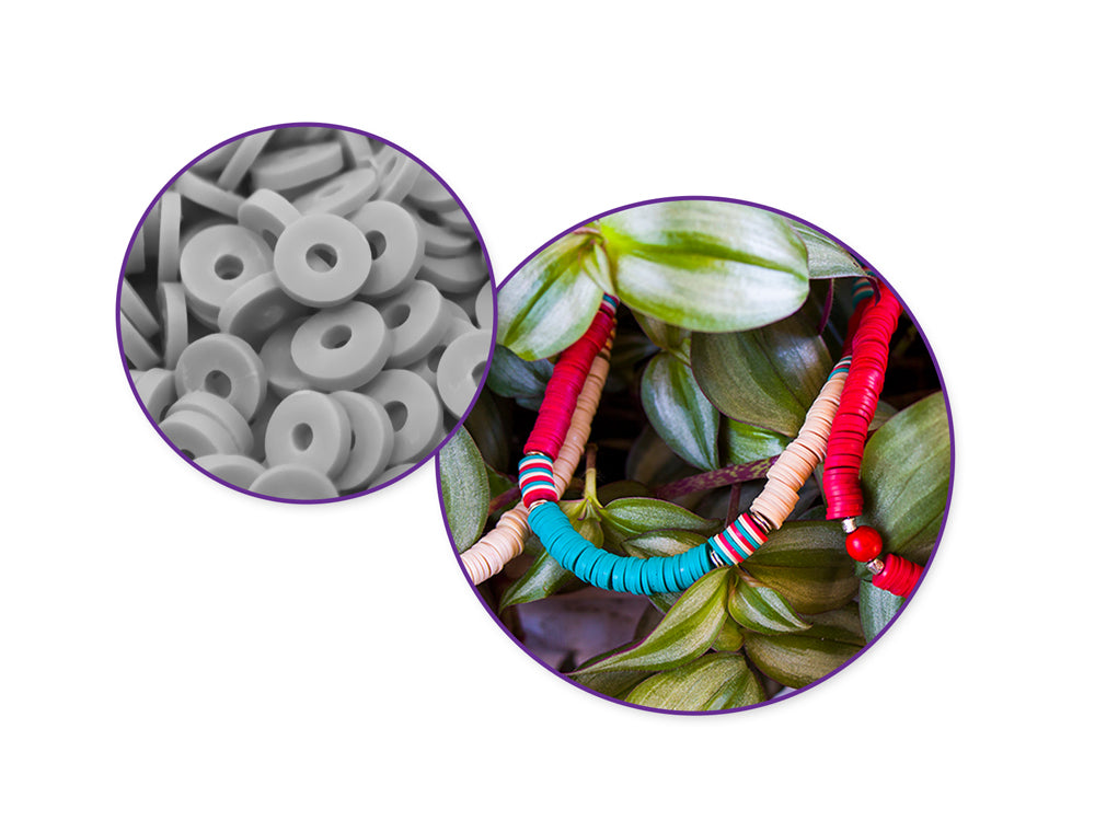 Polymer Clay Beads: 6mm Round Heishi 45g 3-Col 15g ea E) Classic