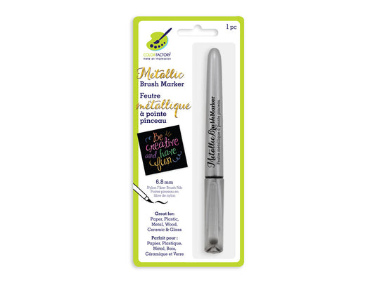 Color Factory: Metallic Brush Marker Permanent 6.8mm B) Silver