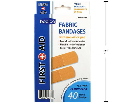Bodico 40-pc Fabric Bandages, Standard Size, color box(HZ)