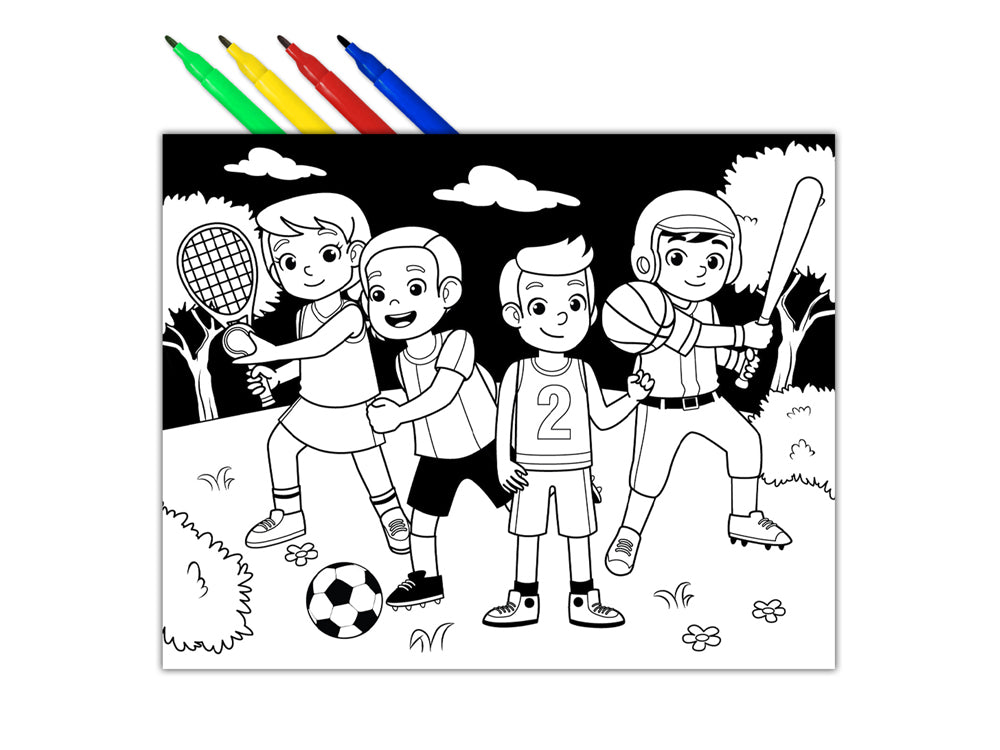 Krafty Kids Kit: Velvet DIY Coloring Poster w/4markers Y) Lil' Athletes (Copy)
