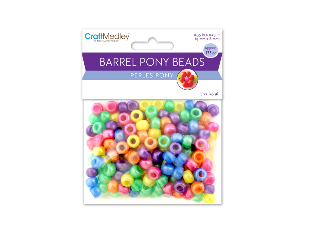 Pony Beads: 9mmx6mm Barrel Standard x175 J) Pearlized Multi-Mix